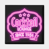 Cocktail lounge  neon bord bar zwart roze magneet (Voorkant)