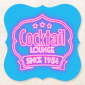 Cocktail lounge  neon teken likeur roze blauw kartonnen onderzetters (Voorkant)