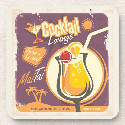 Cocktail Lounge Poster Bier Onderzetter (Voorkant)