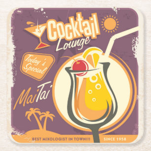 Cocktail Lounge Poster Kartonnen Onderzetters