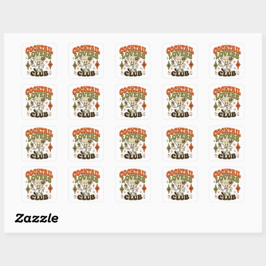 Cocktail Lovers Club Vierkante Sticker (Vel)
