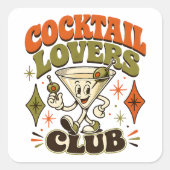 Cocktail Lovers Club Vierkante Sticker (Voorkant)