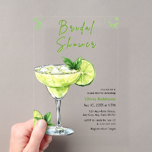 Cocktail Margs & Matrimony Margarita Bruiloft Acryl Uitnodigingen