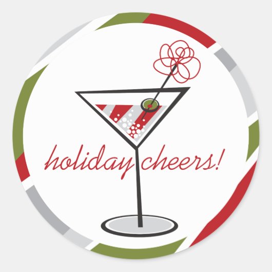 Cocktail Martini Holiday Cheers Kerstfeest Ronde Sticker (Voorkant)