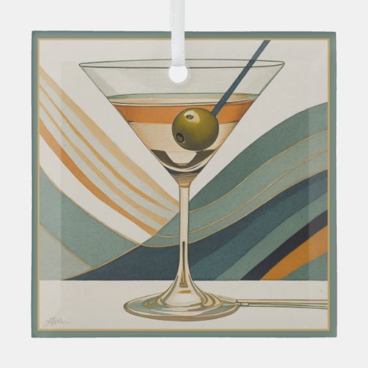 Cocktail Martini Mid Century Design Glas Ornament (Voorkant)