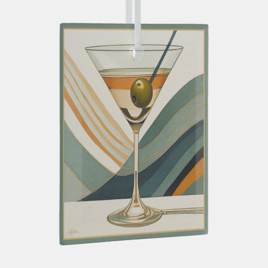 Cocktail Martini Mid Century Design Glas Ornament (Voorkant Rechts)