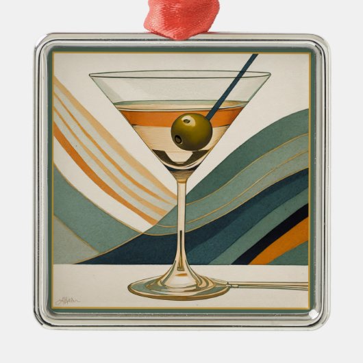 Cocktail Martini Mid Century Design Metalen Ornament (Voorkant)