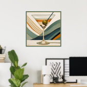Cocktail Martini Mid Century Design Poster (Thuiskantoor)