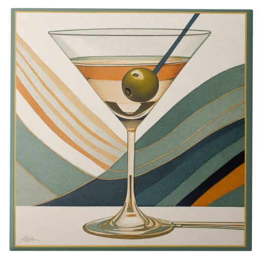 Cocktail Martini Mid Century Design Tegeltje (Voorkant)