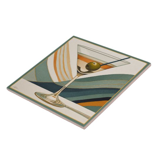 Cocktail Martini Mid Century Design Tegeltje (Zijkant)