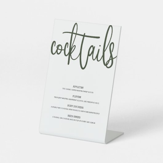 Cocktail Menu Teken Kunstgras Reclamebord Met Voetstuk (Voorkant)