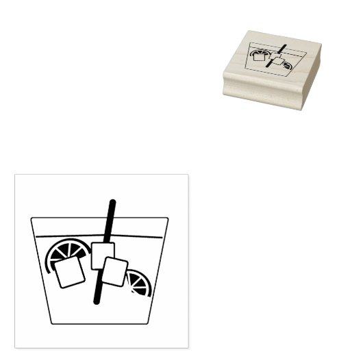 Cocktail met Fruit Art Stamp Rubberstempel (Gestempeld)