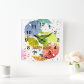 cocktail met kleurrijke document paraplu'sklok vierkante klok (Huis)