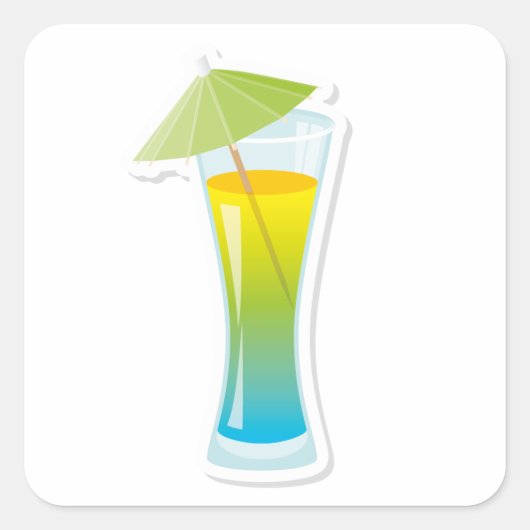 Cocktail met paraplu vierkante sticker (Voorkant)
