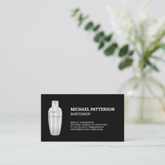 Cocktail Metal Shaker Visitekaartje (Staand voorkant)