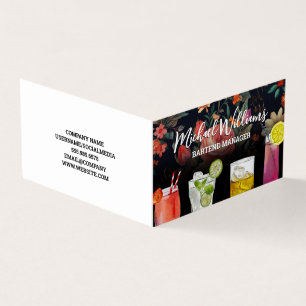 Cocktail Mix Dranken   Bloemige Achtergrond Visitekaartje