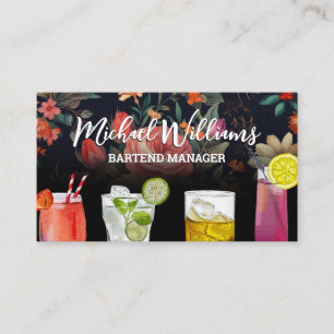 Cocktail Mix Drankjes   Bloemige Achtergrond Visitekaartje
