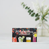 Cocktail Mix Drankjes | Bloemige Achtergrond Visitekaartje (Staand voorkant)