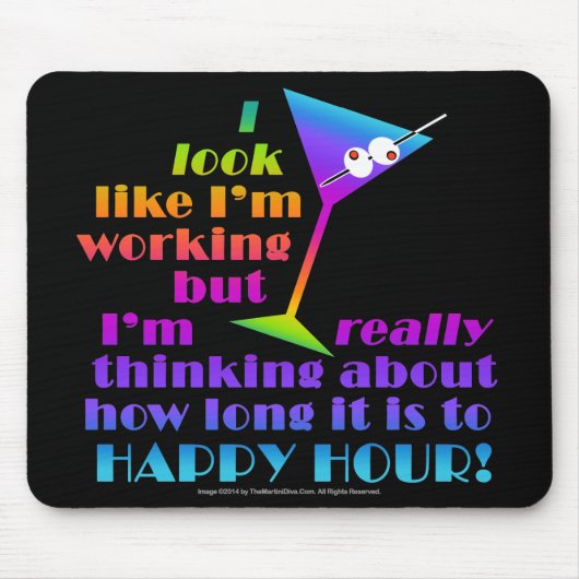 Cocktail Muismatten - Hoe lang tot Happy Hour (Voorkant)