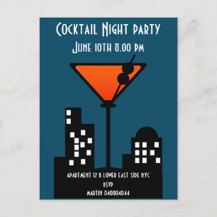 Cocktail Nacht Party Uitnodiging Briefkaart