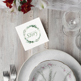 Cocktail Napkin with Botanical Wreath Design Servet