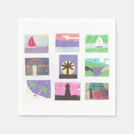 Cocktail Napkins met Colorful Outdoorscenes Servet