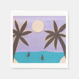 Cocktail Napkins met een Palm Island Scene Servet