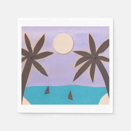 Cocktail Napkins met een Palm Island Scene Servet (Voorkant)