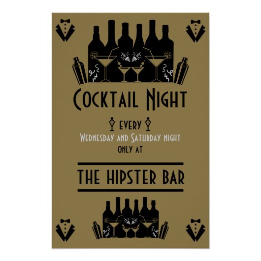 Cocktail Night Bar Pub Perfect Poster (Voorkant)