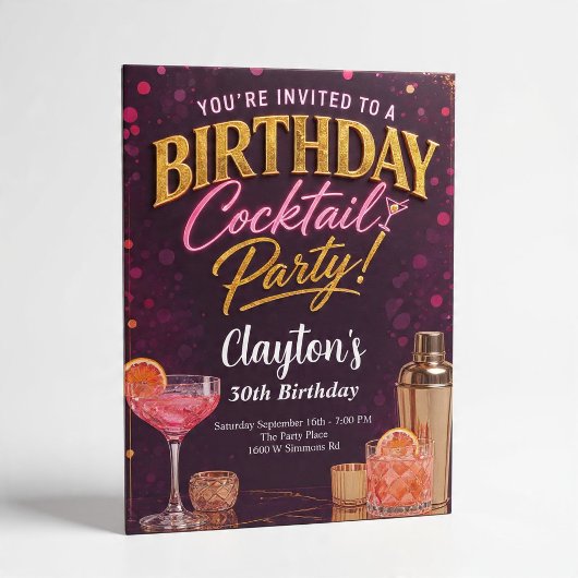Cocktail Night Thema Verjaardagsfeest Kaart