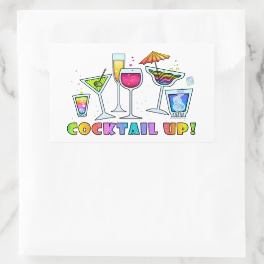 COCKTAIL OMHOOG! GLAZEN STICKER (Tas)