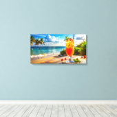 Cocktail on beach canvas afdruk (Insitu (Houten vloer))