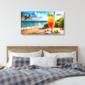 Cocktail on beach canvas afdruk (Insitu (Slaapkamer))