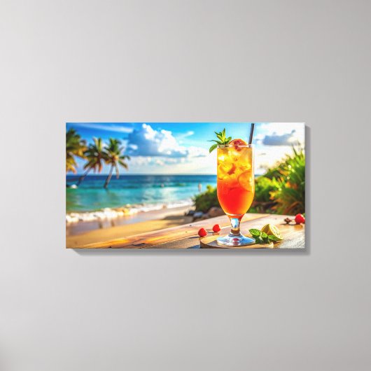 Cocktail op het strand canvas afdruk (Voorkant)