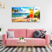 Cocktail op het strand canvas afdruk (Insitu (Woonkamer))