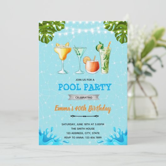 Cocktail op uitnodiging van de poolpartij (Staand voorkant)