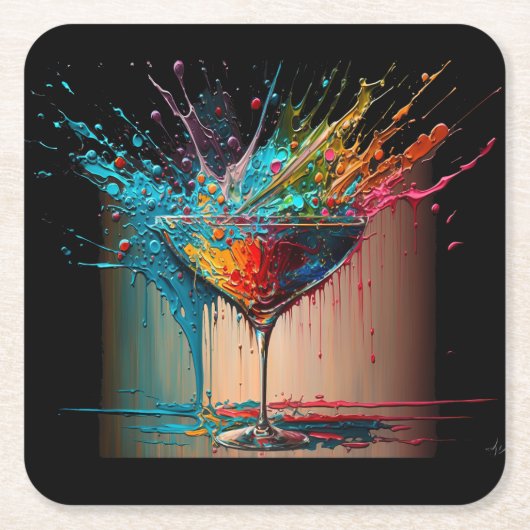 Cocktail PAINTING SQUARE PAPER ONDERZETTER (Voorkant)