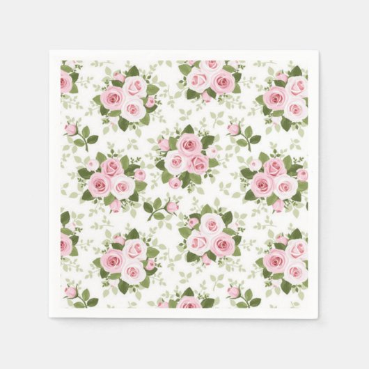 Cocktail Paper Napkins-roze rozen Servet (Voorkant)