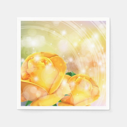 Cocktail Paper Napkins-Yellow Roses Servet (Voorkant)