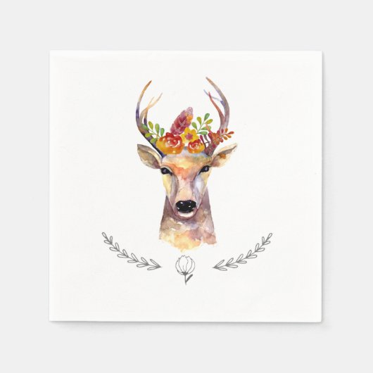 Cocktail Papier Servet boho hert Buck Head Brownin (Voorkant)