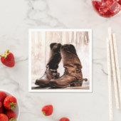 Cocktail Papier Servet Laarzen Land Rustiek Wester (Insitu)