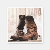 Cocktail Papier Servet Laarzen Land Rustiek Wester (Voorkant)