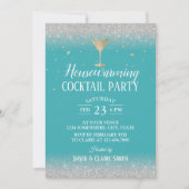 Cocktail-partij Modern Turquoise Kaart (Voorkant)