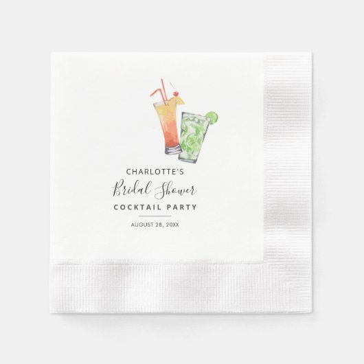 Cocktail Party Bruiloftsborrel Script Papier Servet (Voorkant)