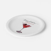 Cocktail Party Cherry Martini Happy Birthday Papieren Bordje (Gekanteld)