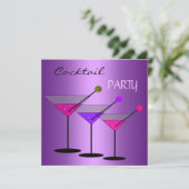 Cocktail Party Cocktails Drink Martini Paars Kaart (Staand voorkant)