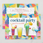 Cocktail Party Colorful Rainbow Summer Drink Fun Kaart (Voorkant / Achterkant)
