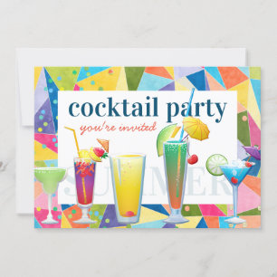 Cocktail Party Colorful Rainbow Summer Drink Fun Kaart