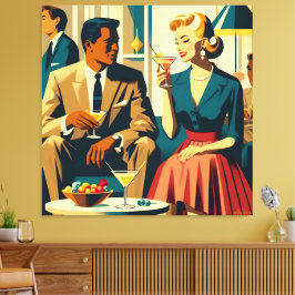 Cocktail Party Couples Shared Attraction Canvas Afdruk