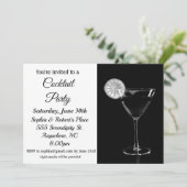 Cocktail Party Elegant Black and White Invitation Kaart (Staand voorkant)